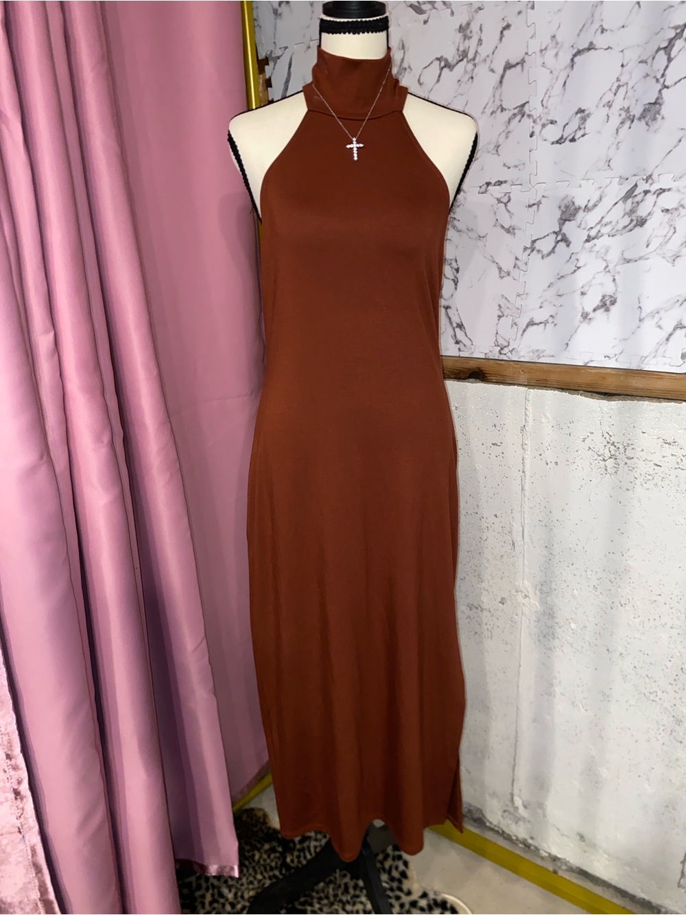 Vici Rust Midi Halter Fitted Dress - Picture 6 of 12